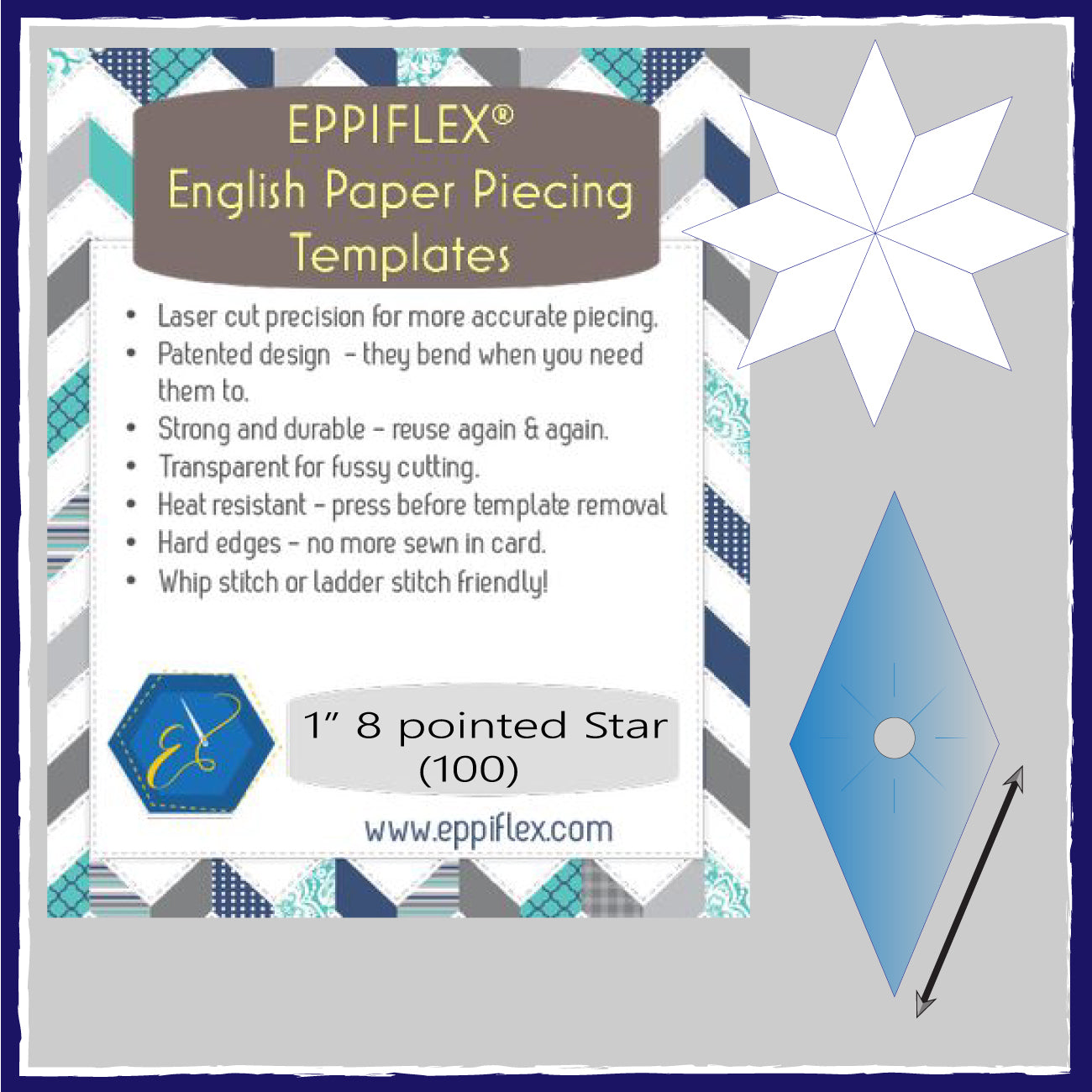Eppiflex EPP Templates - 45 Degree Diamond for 8-Pointed Star - 1