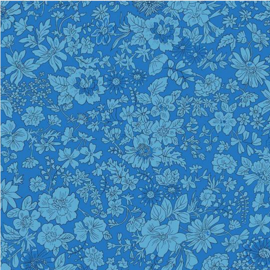 Liberty Quilting Cotton - The Flower Show Summer Collection - Emily Silhouette Blue